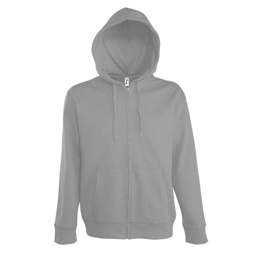 Толстовка мужская на молнии с капюшоном Seven Men 290, серый меланж, размер S