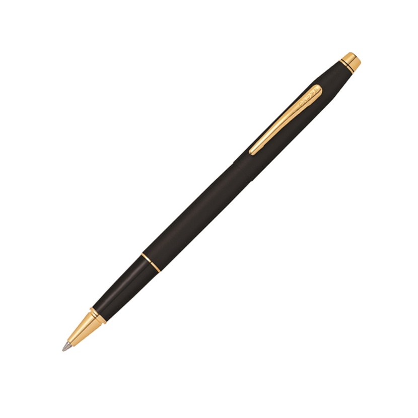 Ручка-роллер CROSS коллекция «ВЕЧНАЯ КЛАССИКА | CENTURY CLASSIC» Classic Black, латунь, покрытая черным матовым лаком, детали дизайна-позолота 23К