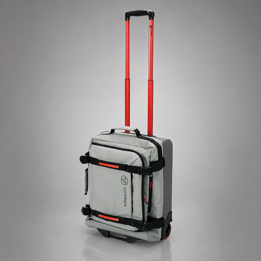 Сумка на колесах TORBER РИТМ, серый, полиэстер 900D с PU покрытием, 49 x 35,5 x 26 см, 35 л