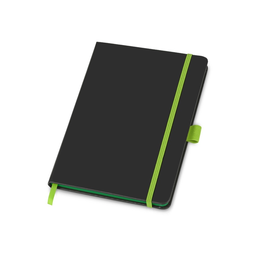 Блокнот "ColorNote Black", твердая обложка A5, 80 листов, черный с зеленым яблоком