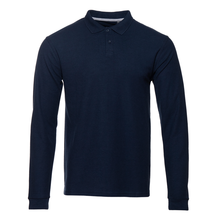 Рубашка поло унисекс STAN длинный рукав хлопок 185, 104LS, Тёмно-синий,  (46)  (54/XXL)